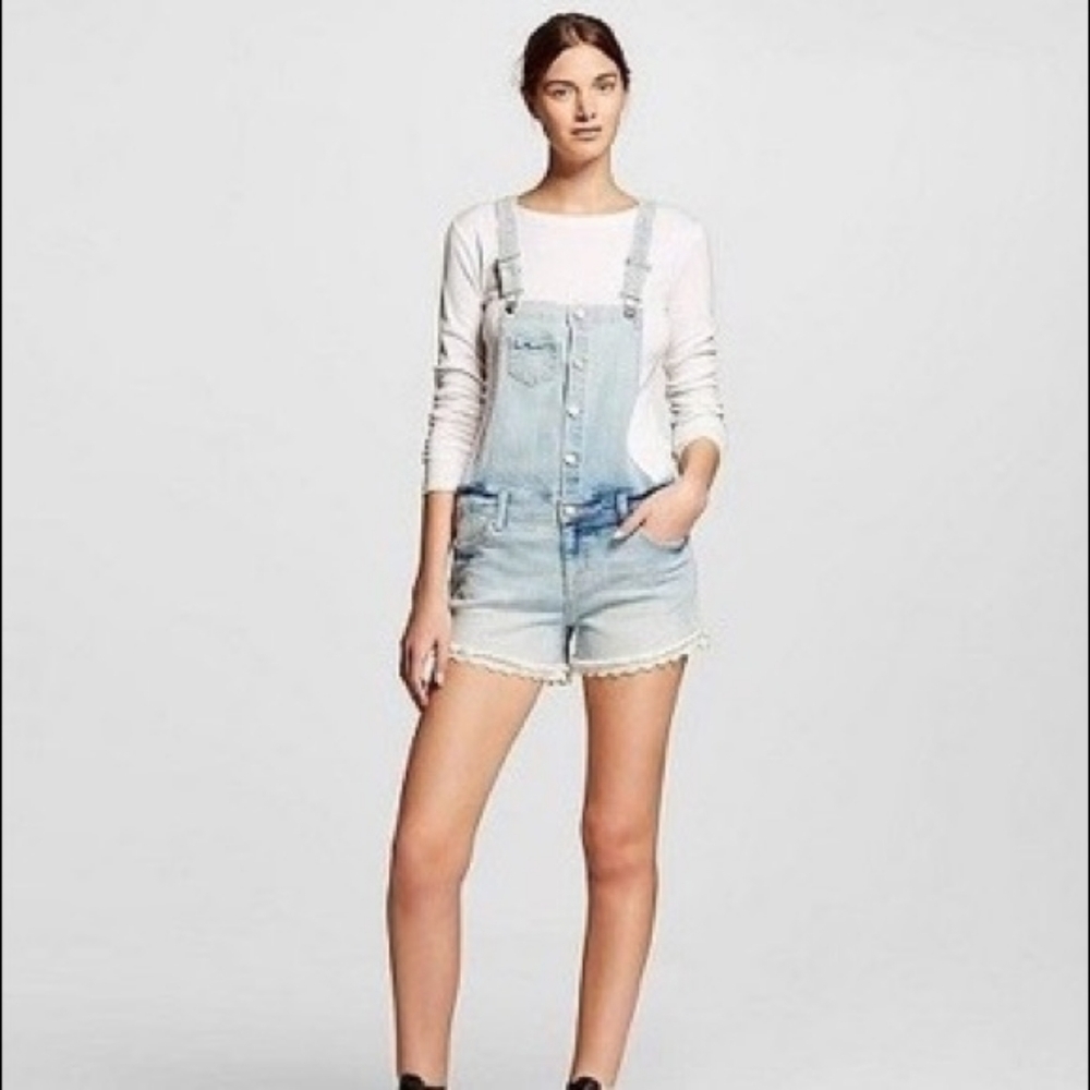 Mossimo denim bib overalls shorts lace